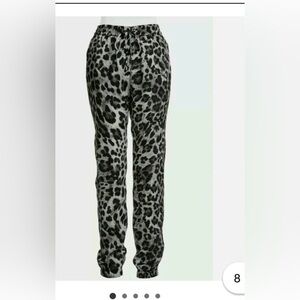 Michael Kors Black and Gray Leopard-Print Pants size 6